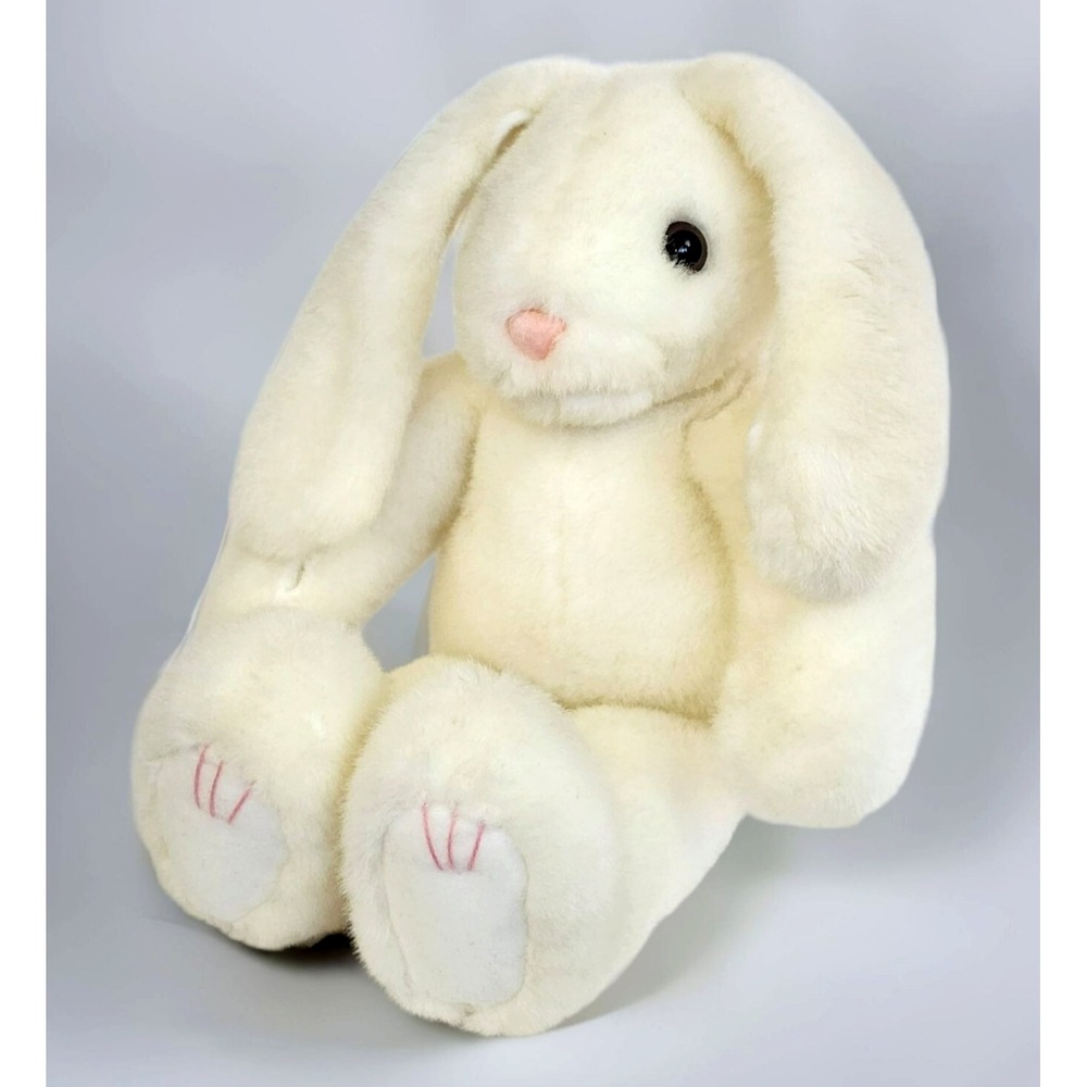 Wishpets "Daisy" 1997 Cream Bunny Plush 13" Pink Nose VTG